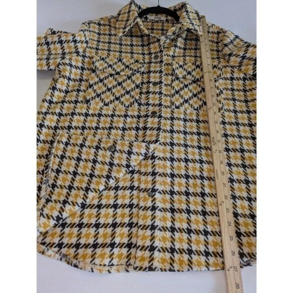BB‎ Dakota Shacket Womens Medium Houndstooth Snaps Wool Blend Jacket Shirt Fall